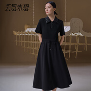 云思木想Ysimo-X摩登國風(fēng)2025夏季新款黑色純棉t恤裙連衣裙12891 黑色 S