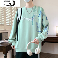 浪古 LAWKUL青少年學(xué)生秋季新款衛(wèi)衣男生潮流休閑上衣圓領(lǐng)寬松長袖T恤打底衫 淺綠色 M