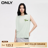 ONLYONLY夏季時(shí)尚簡(jiǎn)約圓領(lǐng)刺繡寬松背心無袖T恤女|124101084 C60 海泡綠色 XS 155/76A