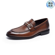 萊爾斯丹（le saunda）新款商務(wù)圓頭套腳樂福鞋男鞋4MM59201 啡色 BRL 40