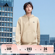 adidas情侶加絨加厚寬松連帽長(cháng)袖套頭衛衣男女阿迪達斯官方輕運動(dòng)   土地棕   XL