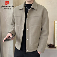 皮爾卡丹（pierre cardin）外套男秋冬季輯明線高級(jí)感夾克休閑時(shí)尚翻領(lǐng)男裝 淺駝色 L