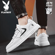 花花公子（PLAYBOY）男鞋子男2025夏季板鞋男士網(wǎng)面休閑鞋透氣小白鞋運(yùn)動鞋 白色 40