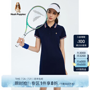 Hush Puppies暇步士女裝夏季撞色POLO領(lǐng)短袖連衣裙 196深藍 XS