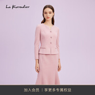拉珂蒂（La Koradior）【羊毛】商場同款法式香風氣質(zhì)假兩件連衣長裙 淡紅 M
