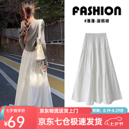 蘿美醬白色蓬蓬蛋糕裙子半身裙女春季2025新款高腰a字中長(zhǎng)裙小個(gè)子夏天 白色仙女蛋糕裙常規(guī) M 【建議95-110斤】