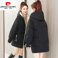 皮爾卡丹（pierre cardin）炸街羽絨棉服女2025冬季新款韓版寬松可愛棉衣小個子棉襖時尚顯瘦 黑色 S  推薦95-108斤