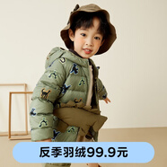 Mini Balabala迷你巴拉羽絨服冬寶寶輕薄萌趣可收納童裝 綠黑色調(diào)00349 100cm