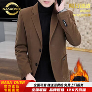 NASAOVER輕奢呢子西裝男春秋季韓版潮流修身小西裝單西上衣毛呢西服外套男 咖色 加厚 【專(zhuān)柜直發(fā)】 L 105-120斤
