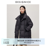 迪賽尼斯（DESIGNICE）冬季新款白鵝絨高級感通勤外套純色立領(lǐng)羽絨服女 黑色 L