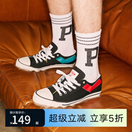 波尼 PONY 低幫帆布鞋50周年紀(jì)念雙色鴛鴦標(biāo)運(yùn)動(dòng)休閑鞋22U1SH16 22U1SH16BK 黑色/紅色 37
