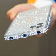 優(yōu)選適用蘋(píng)果14promax手機殼帶鉆iphone13金屬邊框水鉆1211閃粉 鉆石銀 iPhone6plus