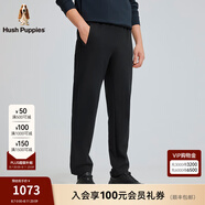 Hush Puppies【貼身絨感】暇步士男裝秋季軟糯保暖彈力長褲 漆黑色 40