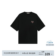 BODYDREAM心形B標(biāo)印花短袖男夏季休閑寬松情侶T恤純棉重磅半袖潮送男友 黑色 4XL
