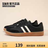Semir官方正品復古德訓鞋男鞋春季新款經(jīng)典厚底男士運動(dòng)休閑板鞋子男 黑色 41
