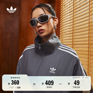 adidas情侶款復古風梭織立領(lǐng)夾克外套男女阿迪達斯官方三葉草 深灰 L