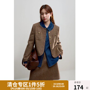 獨(dú)束大碼女裝復(fù)古格紋毛呢套裝女冬裝新款羊毛呢外套半身裙時(shí)尚套裝 外套 2XL