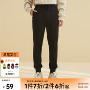 美特斯邦威（Meters Bonwe）休閑褲男夏季新款直筒純色新款舒適透氣束腳運(yùn)動褲長褲 影黑 M 17076A