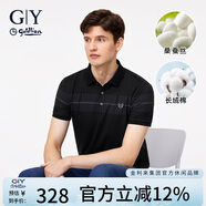 金利來GY服飾POLO衫男夏季休閑舒適親膚桑蠶絲體恤TSF0060-MD170 黑色 1XL 