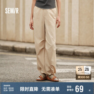 森馬[防曬 UPF50+]休閑褲女質(zhì)感長(cháng)褲夏季闊腿傘兵褲109324127011
