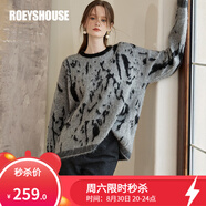 ROEYSHOUSE羅衣輕奢40.2%綿羊毛寬松毛衣冬裝新款慵懶馬海毛針織衫08924 淺灰黑 L （適用于正常的大/加大碼）