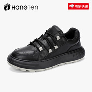 HANG TEN老爹鞋男【優(yōu)選牛皮】2025春季新款小白鞋百搭厚底運(yùn)動(dòng)鞋潮流男鞋 黑色 41 【比運(yùn)動(dòng)鞋大一碼】