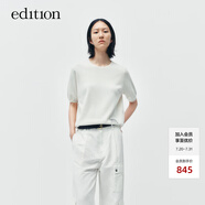 edition【高圓圓同款】E+云朵系列2024秋新款長絨棉復古圓領針織短袖毛衣 砂白色K04 XS