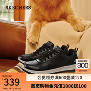 斯凱奇（Skechers）男款商務休閑鞋黑色皮鞋辦公通勤鞋 黑色/白色/BKW 40