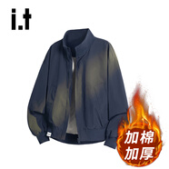 :CHOCOOLATEit通勤寬松夾克男士冬季新款美式高街行政休閑外套 藏青加棉 2XL