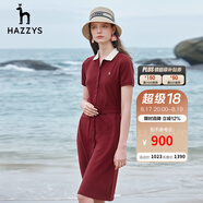 哈吉斯（HAZZYS）女裝 夏季款女士薄款收腰雅致大方Polo領(lǐng)連衣裙AQWSE03BF01 酒紅色WN XL (170/92A 42)