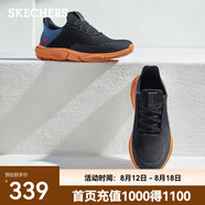 斯凱奇（Skechers）男鞋夏季百搭休閑鞋運動鞋一腳蹬減震舒適透氣網(wǎng)面鞋 黑色/海軍藍色/65867-BKNV 42