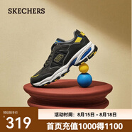 斯凱奇（Skechers）七夕禮物男鞋休閑鞋運動(dòng)鞋復古拼接厚底夏季透氣增高老爹鞋 黑色/黃色/BKYL 41