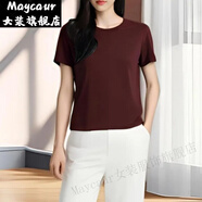 Maycaur美多多輕奢女裝店夏新款圓領(lǐng)短袖修身型內(nèi)搭力T恤修身寬松透氣 安可拉紅 【現(xiàn)貨，晚發(fā)即賠】 M (建議體重85-100斤)