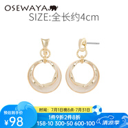 osewaya耳夾無耳洞女復古耳釘圈圈耳環(huán)氣質(zhì)綠色耳墜簡約時尚圓環(huán)耳飾 白色耳釘