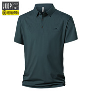 吉普（JEEP）夏季中老年爸爸裝商務(wù)休閑短袖親膚翻領(lǐng)上衣POLO衫冰涼透氣無(wú)痕 8918TT-藏青 4XL