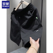 羅蒙（ROMON）夏季新款男士速干工裝短褲韓版百搭寬松情侶薄款沙灘五分褲子男款 黑色 4XL :建議體重185-200斤