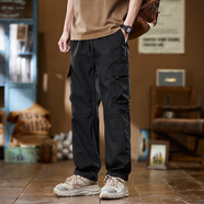 A21以純官網(wǎng)工裝褲男士2025新款寬松直筒褲男款夏季薄款男褲夏天褲子 以純--黑色 2XL