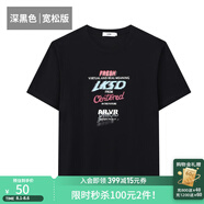 萊克斯頓（laxdn）短袖T恤男士春夏圓領(lǐng)休閑百搭純色打底短袖男 深黑  50/L(175/100)