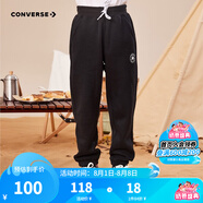 Converse匡威兒童男童褲子冬季加絨新款運動防蚊衛(wèi)褲小女孩經(jīng)典款束腳長褲 正黑色(冬季加絨) 110 /53 【建議身高104-110cm】