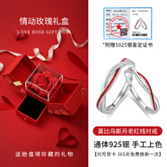 匆匆那年（Congcongnanian）莫比烏斯環(huán)紅線(xiàn)999純銀戒指情侶小眾設計款對戒520禮物送男女朋友 莫比烏斯紅線(xiàn)對戒【925純銀】+情 開(kāi)口可調節