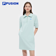 FILA FUSION斐樂潮牌女士針織連衣裙2025夏季時尚短袖連身裙