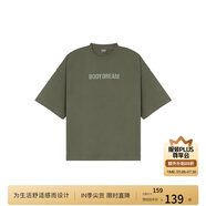 BODYDREAM索羅娜涼感短袖男夏季重磅破洞情侶裝t恤五分袖休閑上衣 軍綠色 （破洞版） L