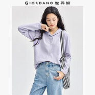 佐丹奴極細(xì)針織衫女軟糯針織外套翻領(lǐng)卷邊插肩袖針織開衫13354669
