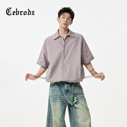 Cebrodz法國(guó) 格子正肩短袖襯衫男2025夏季薄款男生休閑寬松痞帥襯衣外套 黃色 S