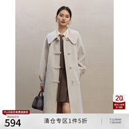 自巧（ZIQIAO）小個子學院風雙面呢大衣女2023冬裝新款娃娃領中長款毛呢外套 淺米杏 XS (2碼)