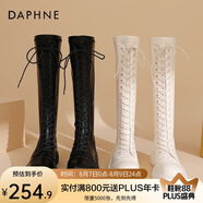達芙妮（DAPHNE）官方靴子女長(cháng)筒靴女騎士靴2024年厚底顯瘦馬丁靴女秋冬款高筒女靴 黑色【常規單里款】 37