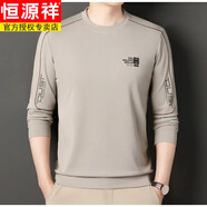 恒源祥（HYX）男士桑蠶絲長袖t恤春秋季2025新款薄款商務(wù)休閑純色免燙男式衛(wèi)衣 米白色 (春秋款) 2XL 180【建議150斤-165斤】