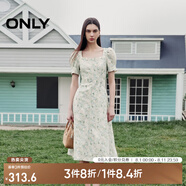 ONLY2025春季新款氣質(zhì)復古方領(lǐng)泡泡袖中長(cháng)款連衣裙女|125107026 H45 艾拉紋樣綠 M