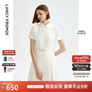 朗姿【尖貨補單】黑白色顯瘦輕禮服襯衫連衣裙女夏新款復(fù)古小黑裙裙子 白色2 S 155/76A