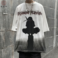 妙優(yōu)可（MIAO YOUKE）二次元動(dòng)漫火影忍者短袖T恤男潮流超火日系五分袖寬松百搭ins上衣 短袖：火影忍者#白【版】 S 【建議70-90斤穿】